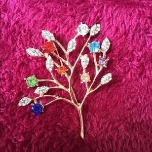 Tree of Life Colorful Brooch Gold-tone💚
